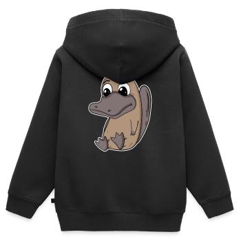 Ornithorynque - Sweat Premium à capuche zippé enfant bio - noir - Dos - AI Model Kid Male (0cm)