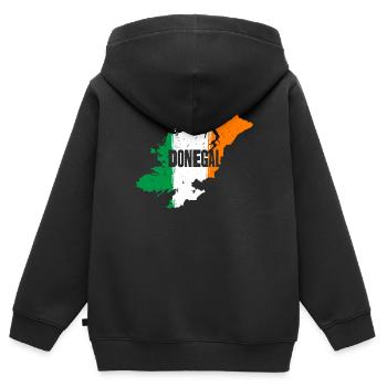 | du comté de Donegal Irlande Contour de la carte du drapeau - Sweat Premium à capuche zippé enfant bio - noir - Dos - AI Model Kid Male (0cm)