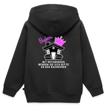 Bauherrin Hausbau - Kinder Premium Organic Zip Hoodie - Schwarz - Hinten - AI Model Kid Male (0cm)