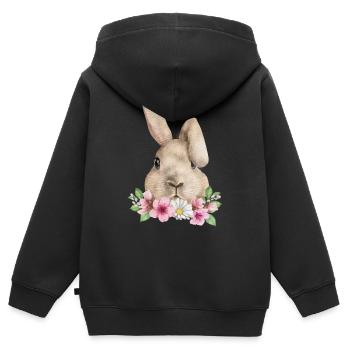 Hase Kaninchen Schlappohr Osterhase Hasenmama - Kinder Premium Organic Zip Hoodie - Schwarz - Hinten - AI Model Kid Male (0cm)