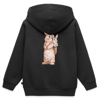Hase Kaninchen Schlappohr Osterhase Hasenmama - Kinder Premium Organic Zip Hoodie - Schwarz - Hinten - AI Model Kid Male (0cm)