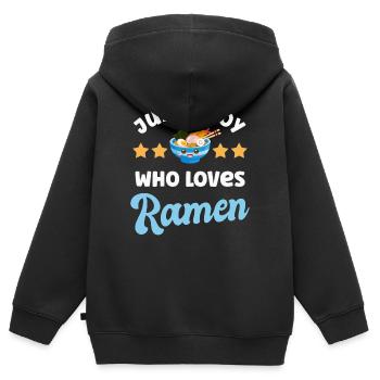 Ramen Nudeln - Kinder Premium Organic Zip Hoodie - Schwarz - Hinten - AI Model Kid Male (0cm)