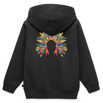 kunterbunter Kopfschmuck eines Häuptlings - Kinder Premium Organic Zip Hoodie - Schwarz - Hinten - AI Model Kid Male (0cm)
