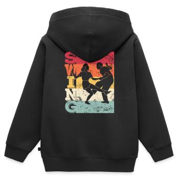 Boogie Woogie Swing Dancing Retro Colors Vintage - Sweat Premium à capuche zippé enfant bio - noir - Dos - AI Model Kid Male (0cm)