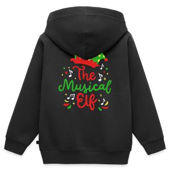 Musikalischer Elf Wichtel Weihnachten - Kinder Premium Organic Zip Hoodie - Schwarz - Hinten - AI Model Kid Male (0cm)