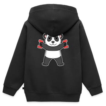 Panda Hantel Hanteln Fitness Gym - Kinder Premium Organic Zip Hoodie - Schwarz - Hinten - AI Model Kid Male (0cm)