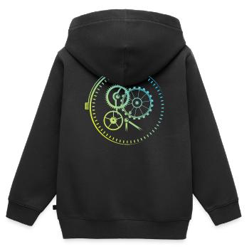 Meisterwerk Uhren Uhr Mechanik Farben icon Logo - Kinder Premium Organic Zip Hoodie - Schwarz - Hinten - AI Model Kid Male (0cm)