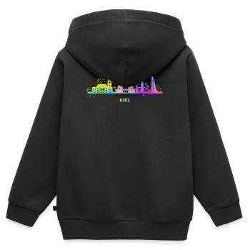 Kiel Skyline Bunt Kiel Allemagne du Nord - Sweat Premium à capuche zippé enfant bio - noir - Dos - AI Model Kid Male (0cm)