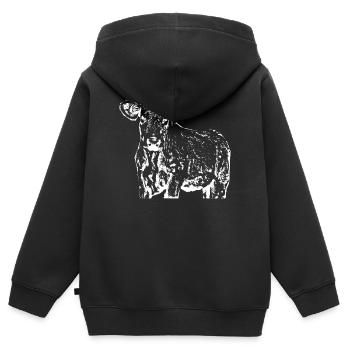 drôle vache cadeau fermier - Sweat Premium à capuche zippé enfant bio - noir - Dos - AI Model Kid Male (0cm)