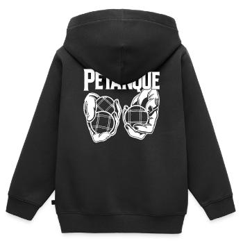 Boule balls pour Bouler Boules Boule Boule Boule boule - Sweat Premium à capuche zippé enfant bio - noir - Dos - AI Model Kid Male (0cm)