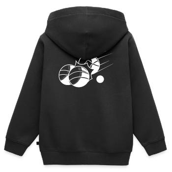 Boules de boule pour Bouler Boules Boulekugel - Sweat Premium à capuche zippé enfant bio - noir - Dos - AI Model Kid Male (0cm)