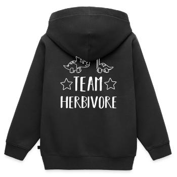 Vegan Veganer Vegetarisch - Kinder Premium Organic Zip Hoodie - Schwarz - Hinten - AI Model Kid Male (0cm)
