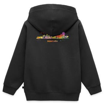 München Skyline Bunt Münchener Frauenkirche - Kinder Premium Organic Zip Hoodie - Schwarz - Hinten - AI Model Kid Male (0cm)