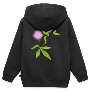 Plante de mimosa avec ses feuilles sensibles - Sweat Premium à capuche zippé enfant bio - noir - Dos - AI Model Kid Male (0cm)