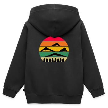 Berg Berge - Kinder Premium Organic Zip Hoodie - Schwarz - Hinten - AI Model Kid Male (0cm)