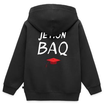 diplôme, bac, bachelier, bachelière - Sweat Premium à capuche zippé enfant bio - noir - Dos - AI Model Kid Male (0cm)