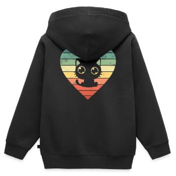 Chats Chats - Sweat Premium à capuche zippé enfant bio - noir - Dos - AI Model Kid Male (0cm)