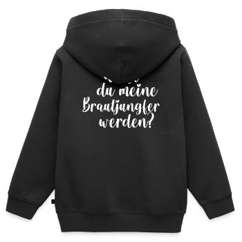 Brautjungfer Frage Hochzeit Freundin Geschenk - Kinder Premium Organic Zip Hoodie - Schwarz - Hinten - AI Model Kid Male (0cm)