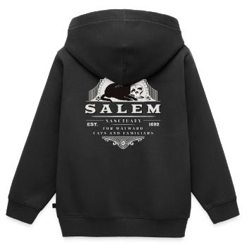 Salem Sanctuary für Vertraute - Kinder Premium Organic Zip Hoodie - Schwarz - Hinten - AI Model Kid Male (0cm)