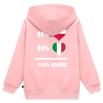 Génie de l'Italie et de la Pologne - Sweat Premium à capuche zippé enfant bio - rose - Dos - AI Model Kid Female (0cm)