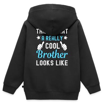 Frère - Sweat Premium à capuche zippé enfant bio - noir - Dos - AI Model Kid Male (0cm)