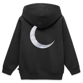 délicate lune d’argent chatoyante - Sweat Premium à capuche zippé enfant bio - noir - Dos - AI Model Kid Male (0cm)