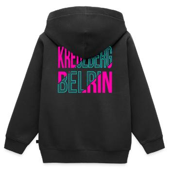 Kreuzberg Berlin Design - Kinder Premium Organic Zip Hoodie - Schwarz - Hinten - AI Model Kid Male (0cm)