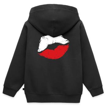 Kiss Kuss Poland Polen Flagge - Kinder Premium Organic Zip Hoodie - Schwarz - Hinten - AI Model Kid Male (0cm)