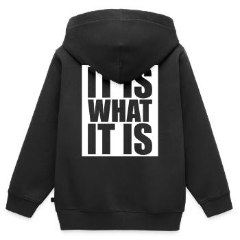 C’est ce que c’est - Sweat Premium à capuche zippé enfant bio - noir - Dos - AI Model Kid Male (0cm)