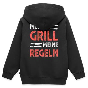 Grill Grillen - Kinder Premium Organic Zip Hoodie - Schwarz - Hinten - AI Model Kid Male (0cm)