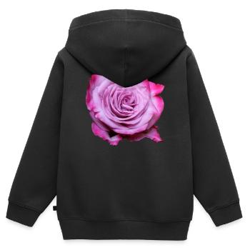 Fleur Rose Rose Fleur Fleurs Rose Rose Fleurs - Sweat Premium à capuche zippé enfant bio - noir - Dos - AI Model Kid Male (0cm)
