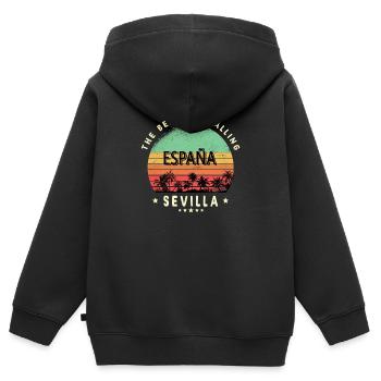Sevilla Spanien Strand Design - Kinder Premium Organic Zip Hoodie - Schwarz - Hinten - AI Model Kid Male (0cm)