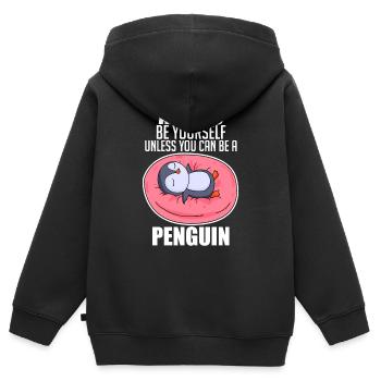 Pinguin Pinguine - Kinder Premium Organic Zip Hoodie - Schwarz - Hinten - AI Model Kid Male (0cm)