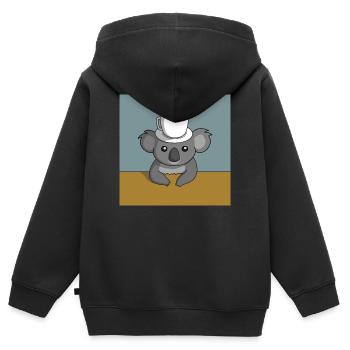 Pause café Koala - Sweat Premium à capuche zippé enfant bio - noir - Dos - AI Model Kid Male (0cm)