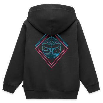 Wal Hipster – Geometrisch, Trendy & Meer - Kinder Premium Organic Zip Hoodie - Schwarz - Hinten - AI Model Kid Male (0cm)