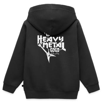Heavy Metal Drôle - Sweat Premium à capuche zippé enfant bio - noir - Dos - AI Model Kid Male (0cm)