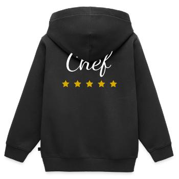 Chef Hôtel 5 étoiles - Sweat Premium à capuche zippé enfant bio - noir - Dos - AI Model Kid Male (0cm)