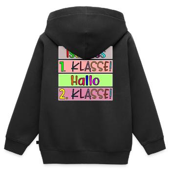Grundschule Tschüss 1. Klasse Hallo 2. Klasse - Kinder Premium Organic Zip Hoodie - Schwarz - Hinten - AI Model Kid Male (0cm)