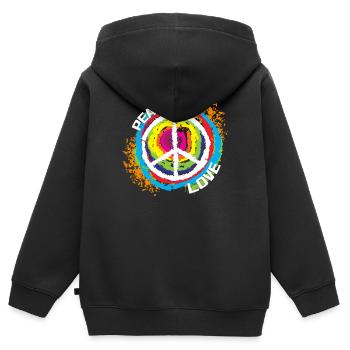 Liebe Frieden Spruch Friedenszeichen Weltfrieden - Kinder Premium Organic Zip Hoodie - Schwarz - Hinten - AI Model Kid Male (0cm)