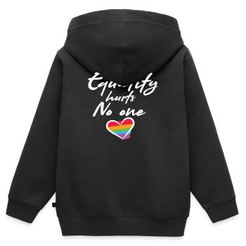 Rainbow Heart Statement Amour Paix - Sweat Premium à capuche zippé enfant bio - noir - Dos - AI Model Kid Male (0cm)