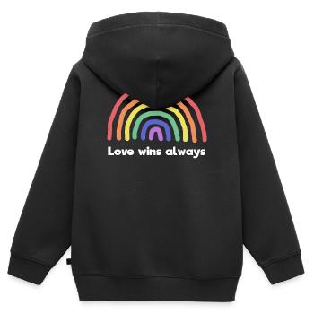 Regenbogen Liebe Statement Frieden Weltfrieden - Kinder Premium Organic Zip Hoodie - Schwarz - Hinten - AI Model Kid Male (0cm)