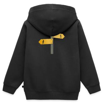 Wanderschild Wegweiser - Kinder Premium Organic Zip Hoodie - Schwarz - Hinten - AI Model Kid Male (0cm)