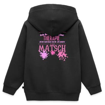 Muddy run shirt mud Matsch Therapie Lauf Teamshirt - Kinder Premium Organic Zip Hoodie - Schwarz - Hinten - AI Model Kid Male (0cm)