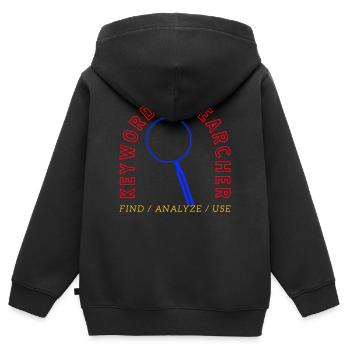 Keyword Recherche Lupe Logo - Kinder Premium Organic Zip Hoodie - Schwarz - Hinten - AI Model Kid Male (0cm)