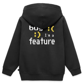 Je ne suis pas un bug - je suis une fonctionnalité! - Sweat Premium à capuche zippé enfant bio - noir - Dos - AI Model Kid Male (0cm)