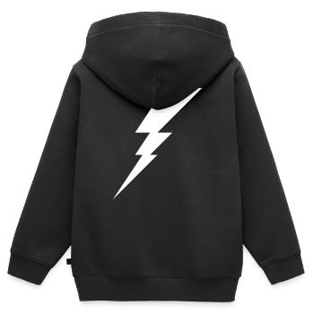 Eclair de tonnerre - Sweat Premium à capuche zippé enfant bio - noir - Dos - AI Model Kid Male (0cm)