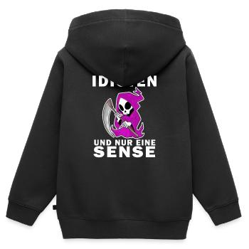 Sensenmann Dame - Kinder Premium Organic Zip Hoodie - Schwarz - Hinten - AI Model Kid Male (0cm)
