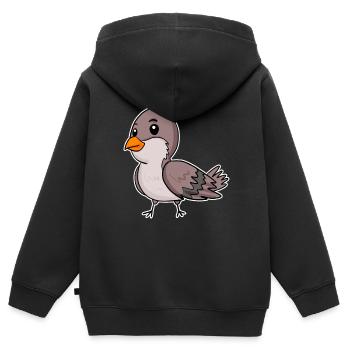 Oiseau moineau domestique - Sweat Premium à capuche zippé enfant bio - noir - Dos - AI Model Kid Male (0cm)
