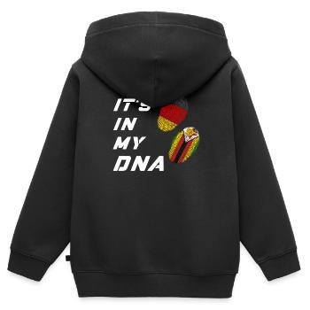 In meiner DNA Deutschland und Simbabwe - Kinder Premium Organic Zip Hoodie - Schwarz - Hinten - AI Model Kid Male (0cm)