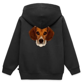 jagdhunde, Beagle leinwand optik - Kinder Premium Organic Zip Hoodie - Schwarz - Hinten - AI Model Kid Male (0cm)
